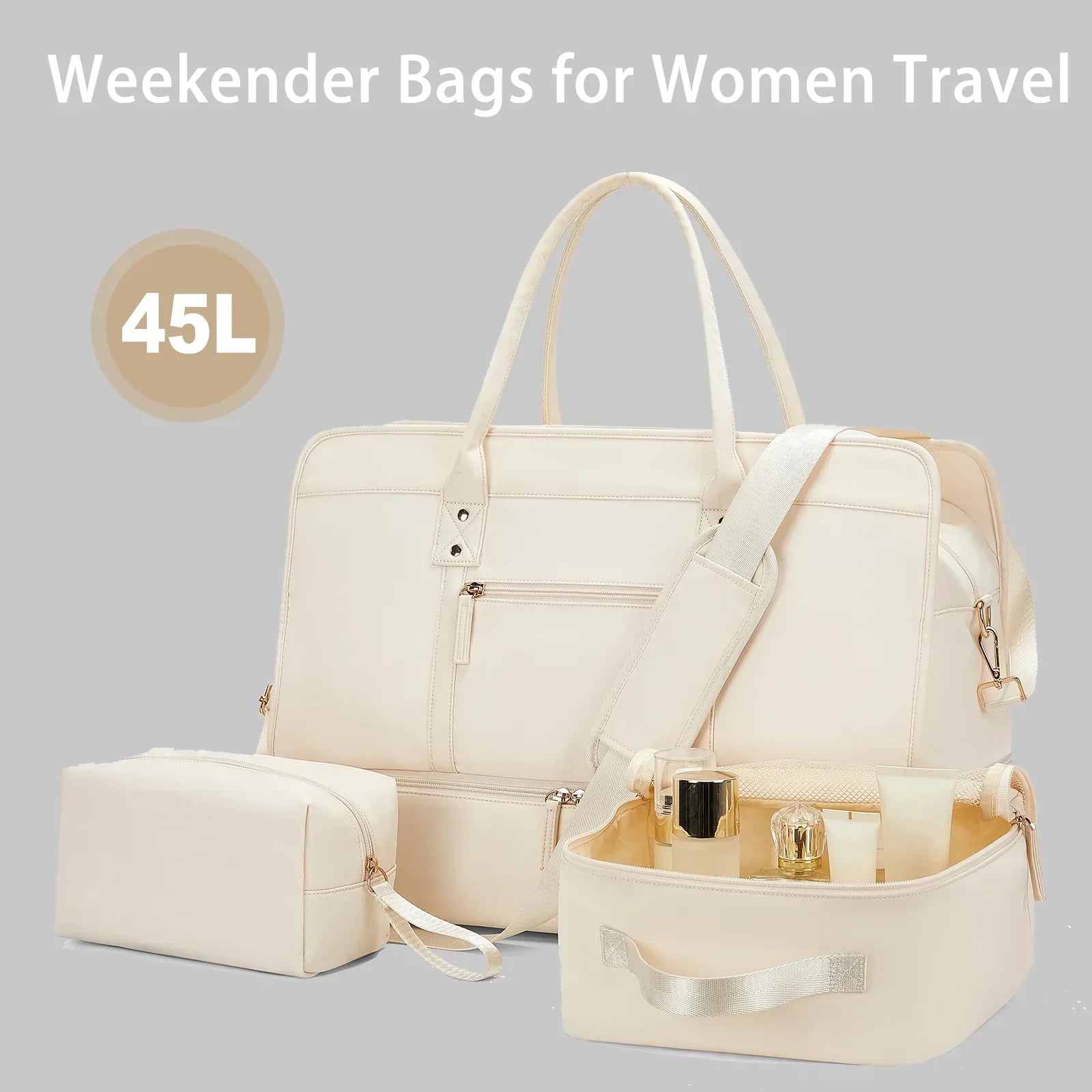 Resväskeset med necessär – Beige