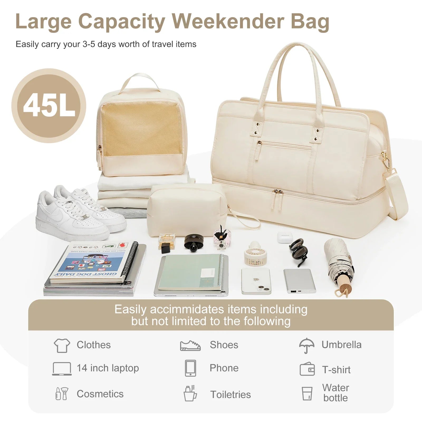 Resväskeset med necessär – Beige